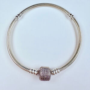 Pandora Moments Clasp Bracelet Clear Cubic Zirconia CZ Sterling Silver S925 ALE